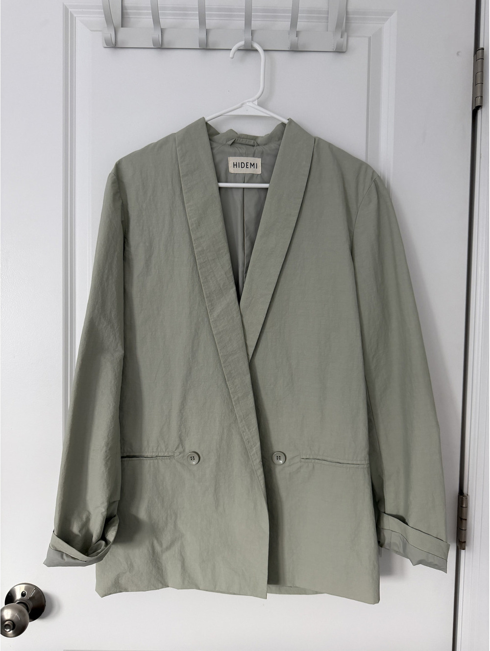 Light Sage Green Women's Blazer Jacket, Minimalist Style